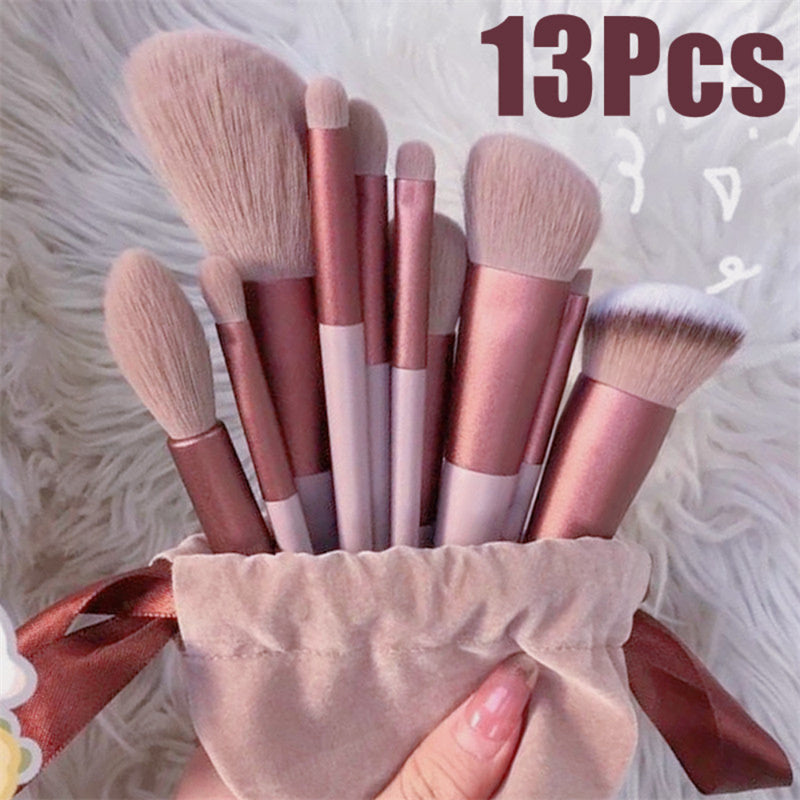 Professional 13-Piece Makeup Brush Set - Complete Beauty Kit with Storage Options