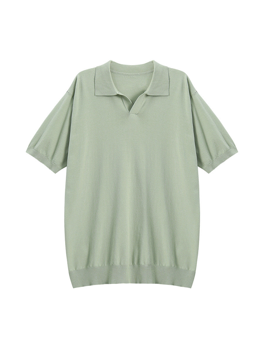 Men's Simple Short-sleeved Knitted T-shirt Top