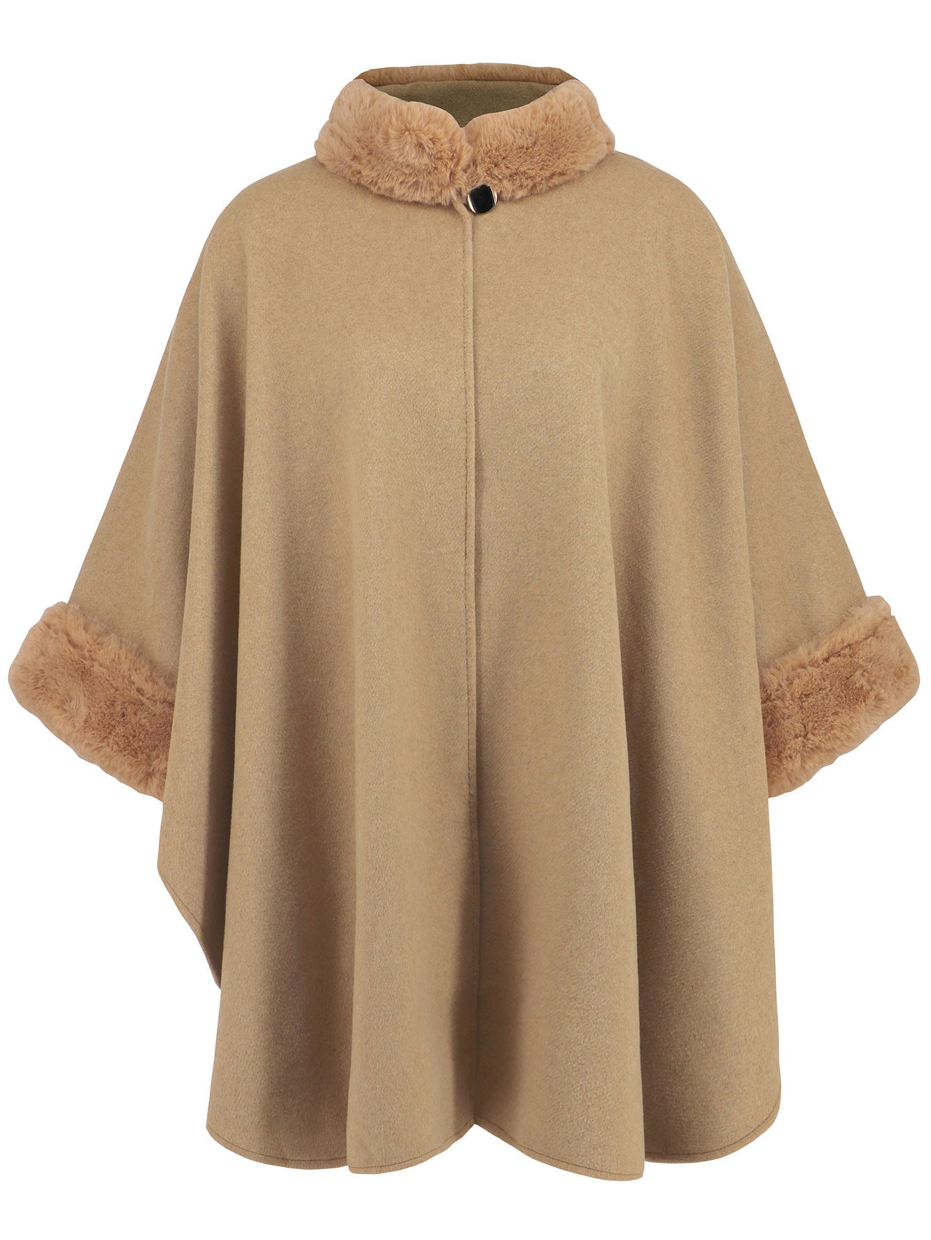 Fashionable Fur Collar Mid-length Coat Cape - Enhanced Style