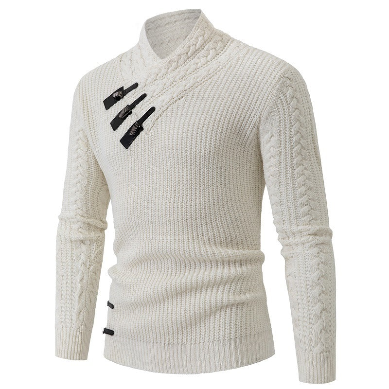 Men's Long-sleeved Knitted Sweater - Plus Size