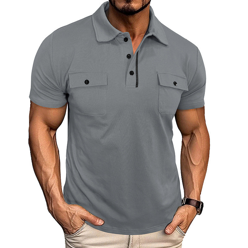 Men's Summer Polo Shirt with Pockets - Outdoor Fashion