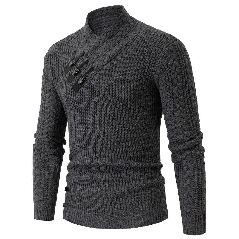 Men's Long-sleeved Knitted Sweater - Plus Size
