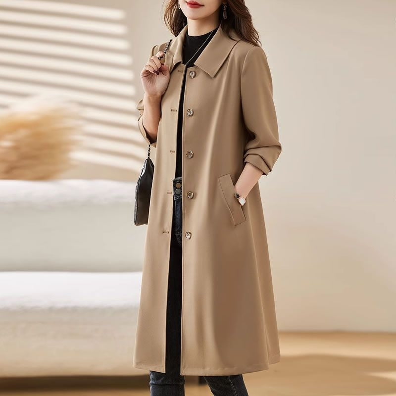 Mid-Length Spring Autumn Versatile Trench Thin Coat
