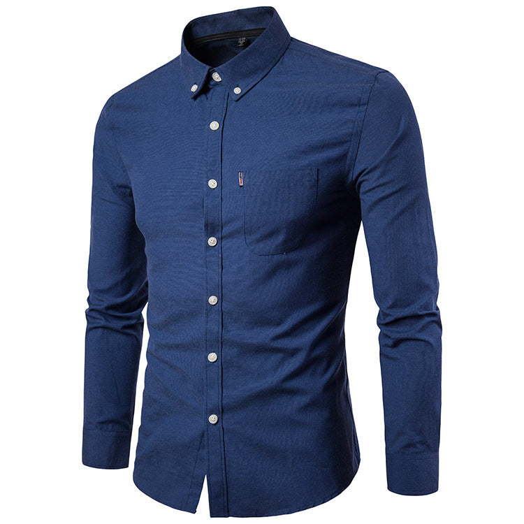 Korean Men's Dress Shirt - Slim Long Sleeve