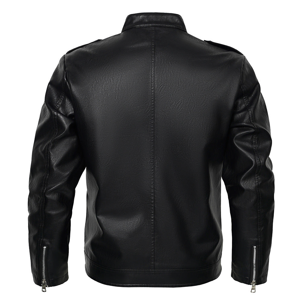 Stand Collar Men's Motorcycle Jacket - Premium Quality