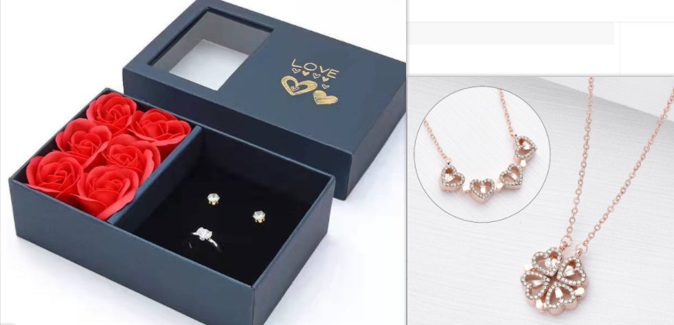 Magnetic Four Leaf Clover Necklace - Transforming Heart Pendant Jewelry