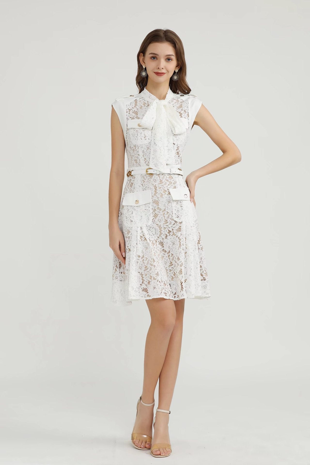 Women's Lace Dresses | Tie Waist Slim Dress | iukstore