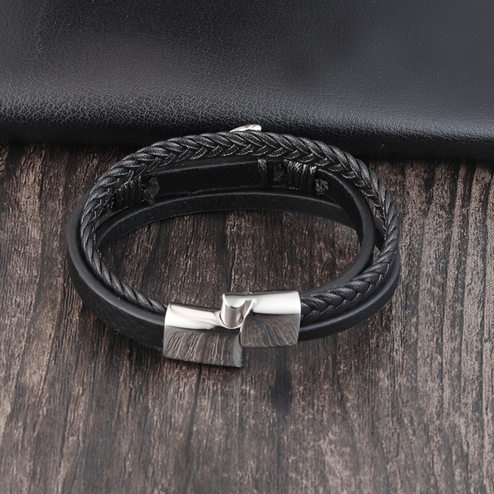 Woven Titanium Steel Bracelet - Unisex Geometric Design Jewelry