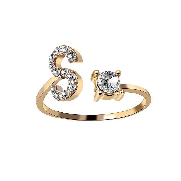 Initial Letter Ring - Personalized Adjustable Zircon Ring A-Z