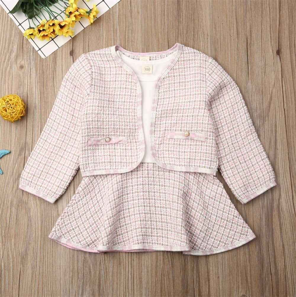 Girls Plaid Dress Set - Stylish & Comfortable