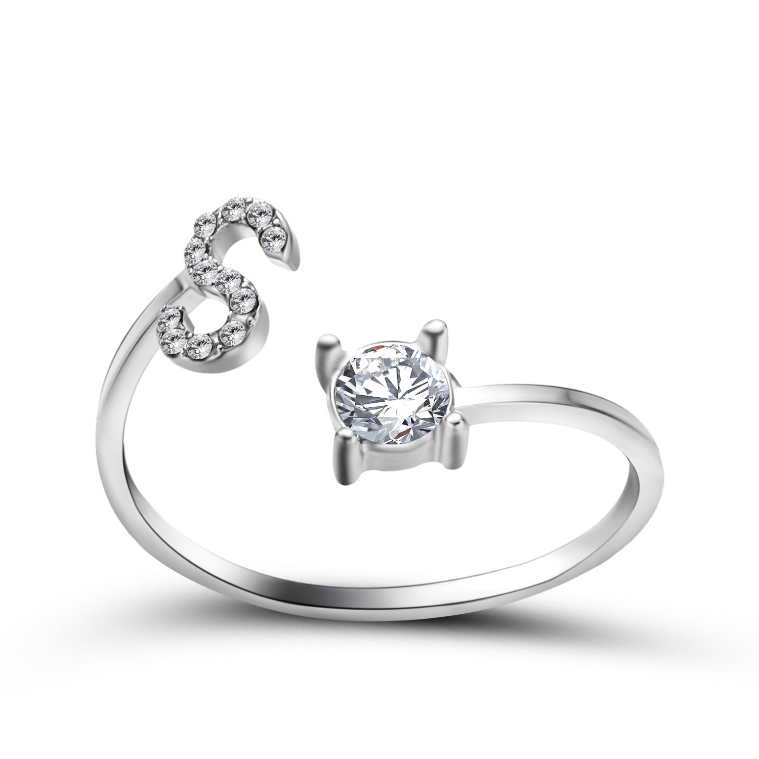 Initial Letter Ring - Personalized Adjustable Zircon Ring A-Z