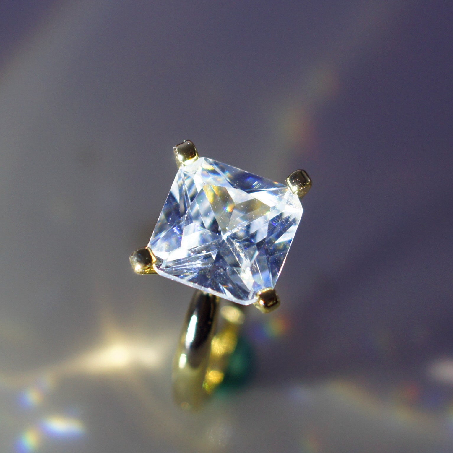 Princess Cut Diamond Ring - 18K Rose Gold Plated Square Stone Ring