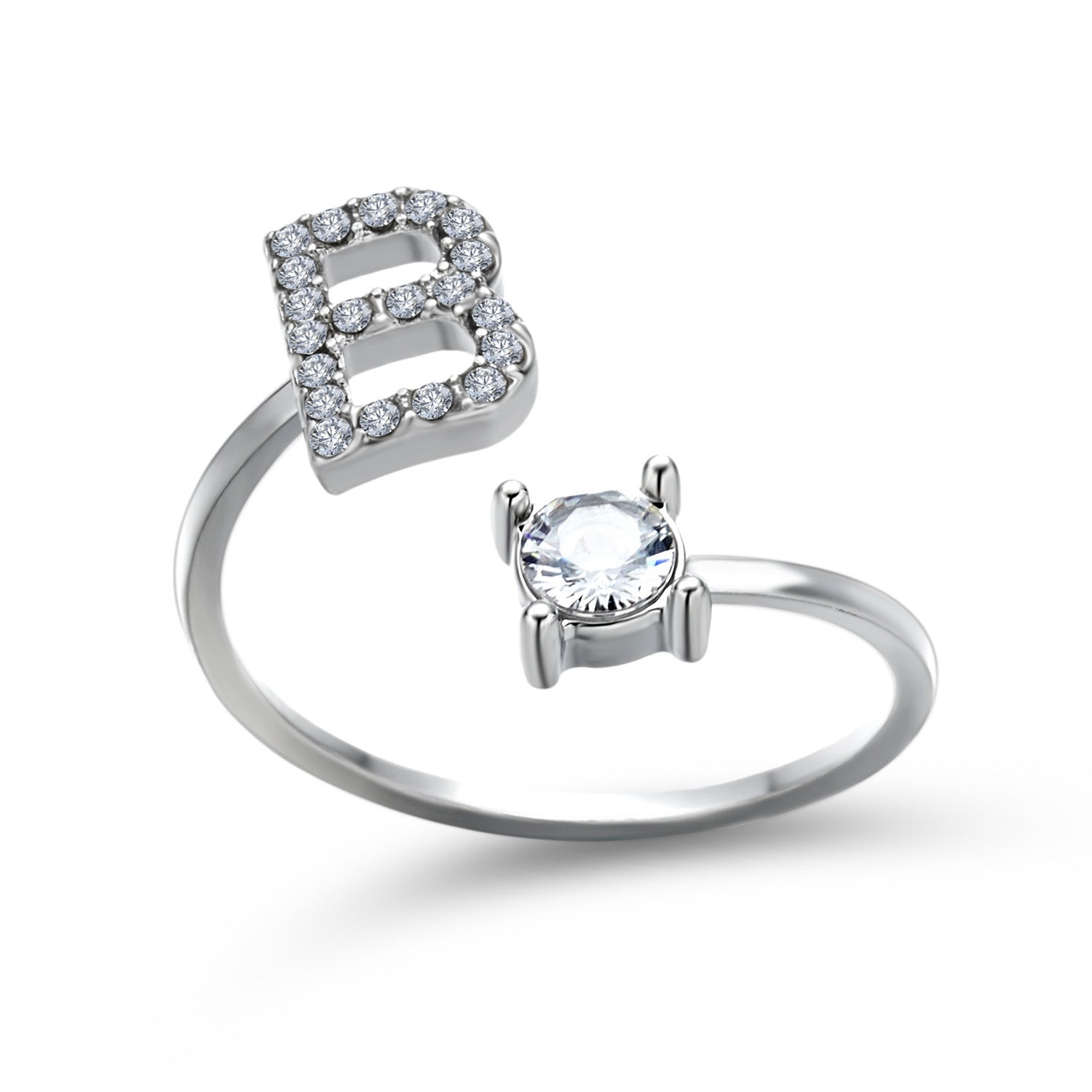 Initial Letter Ring - Personalized Adjustable Zircon Ring A-Z