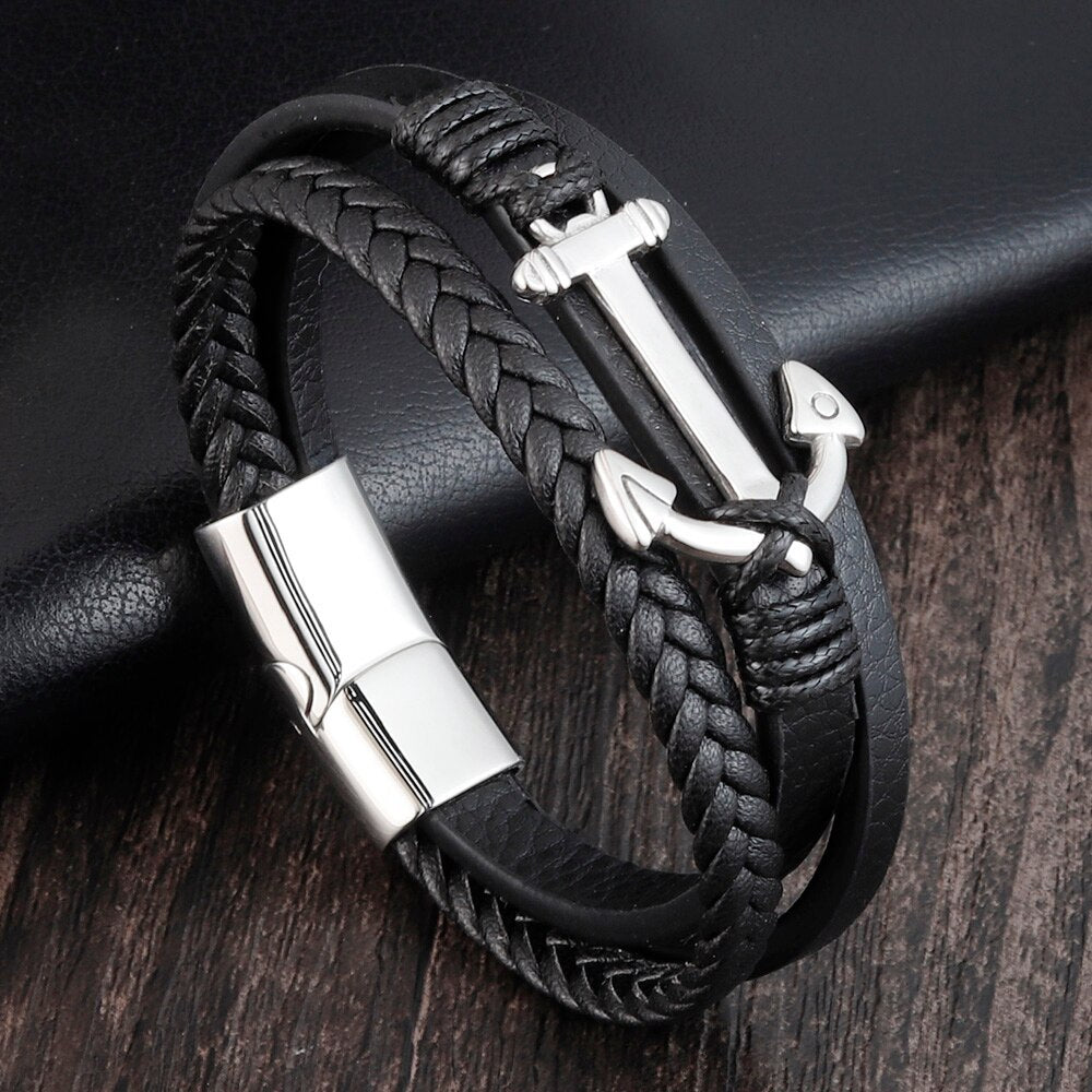 Woven Titanium Steel Bracelet - Unisex Geometric Design Jewelry