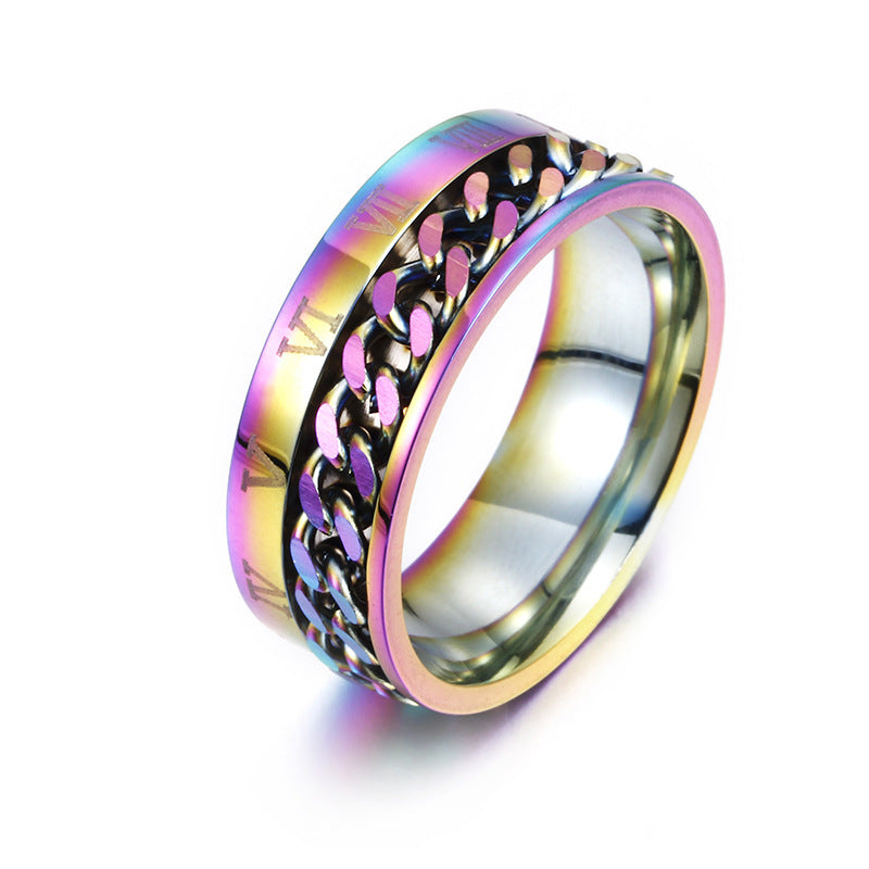 Titanium Steel Spinner Ring - Men's Rotatable Roman Letter Bottle Opener Ring