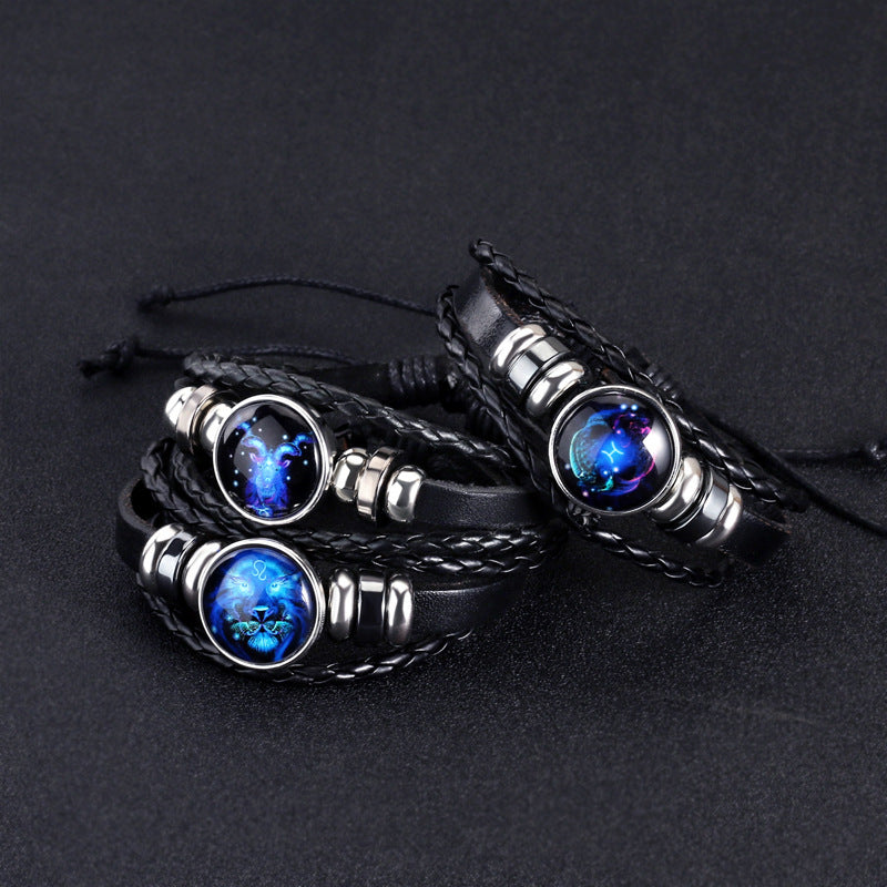 Zodiac Constellation Bracelet - Astrology Leather Bracelet for All Ages