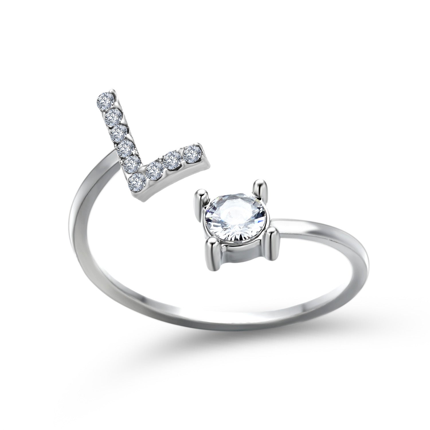 Initial Letter Ring - Personalized Adjustable Zircon Ring A-Z