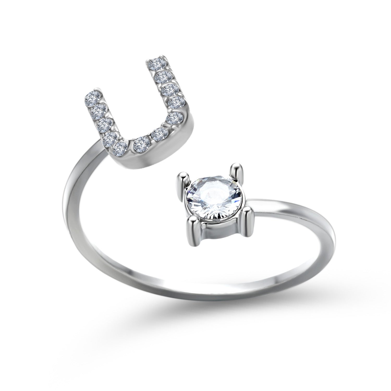 Initial Letter Ring - Personalized Adjustable Zircon Ring A-Z