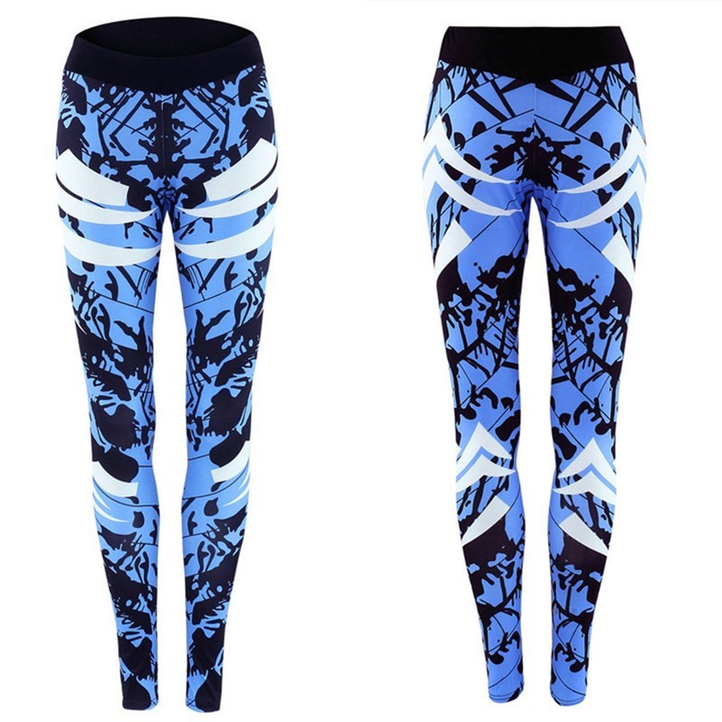 Dark Blue Printed Gym Leggings