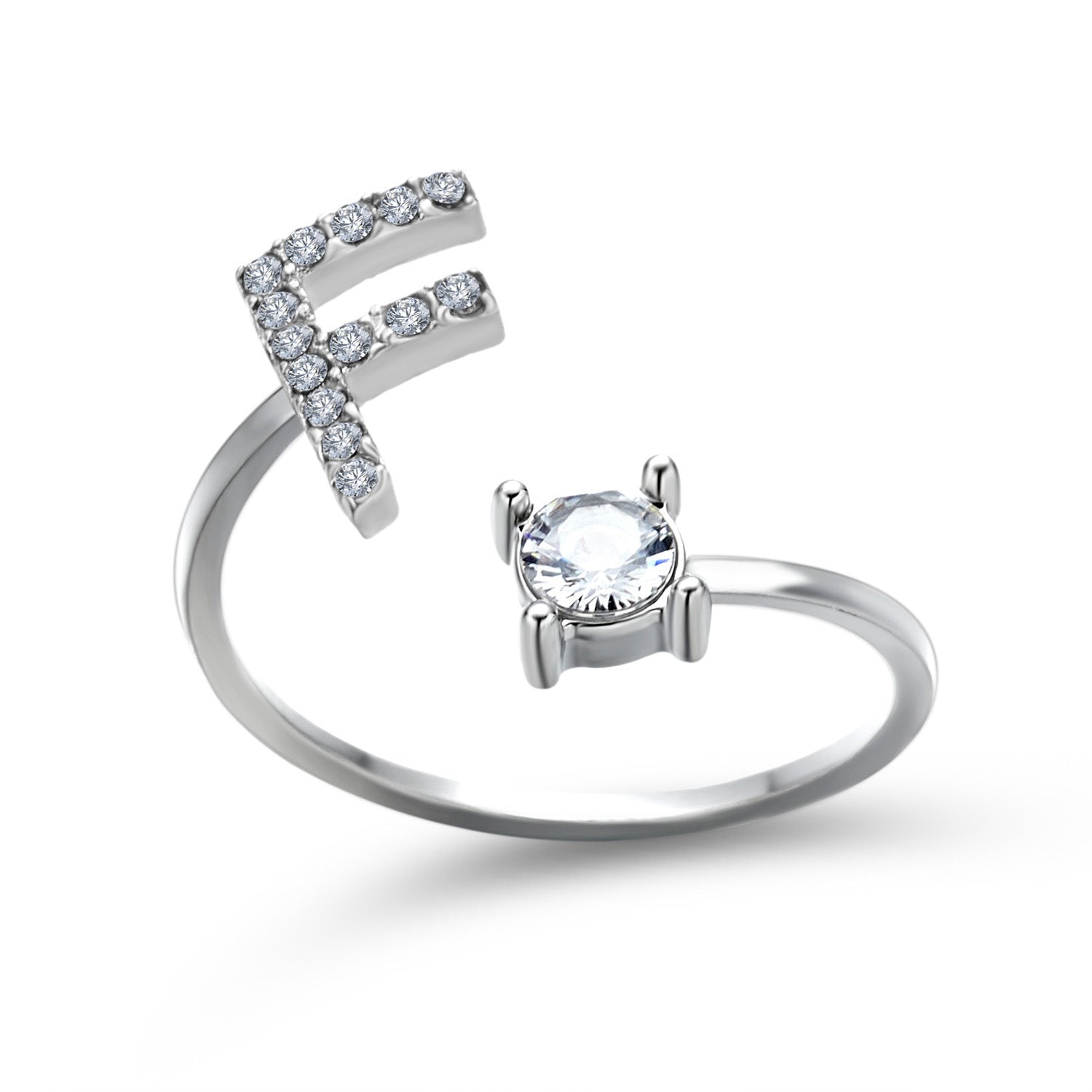 Initial Letter Ring - Personalized Adjustable Zircon Ring A-Z