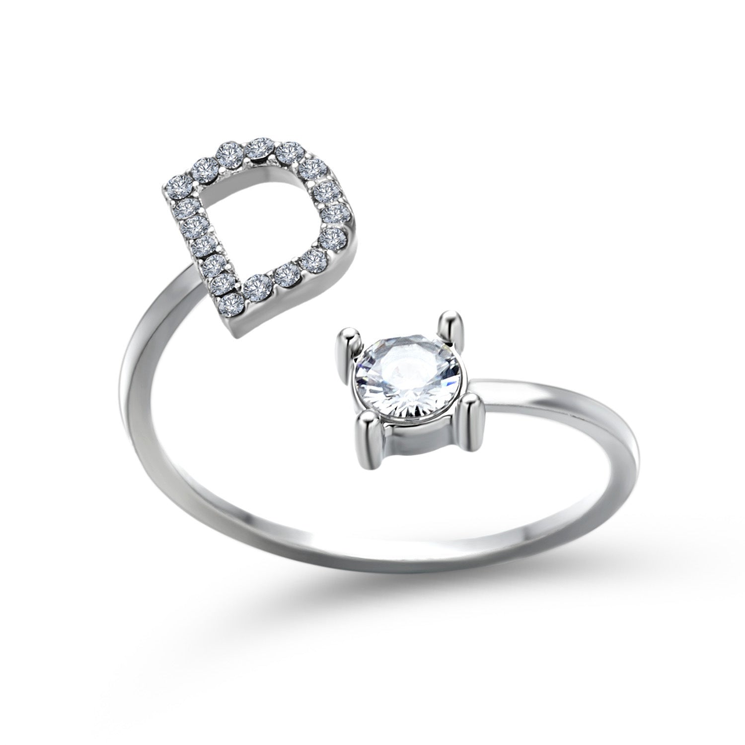 Initial Letter Ring - Personalized Adjustable Zircon Ring A-Z