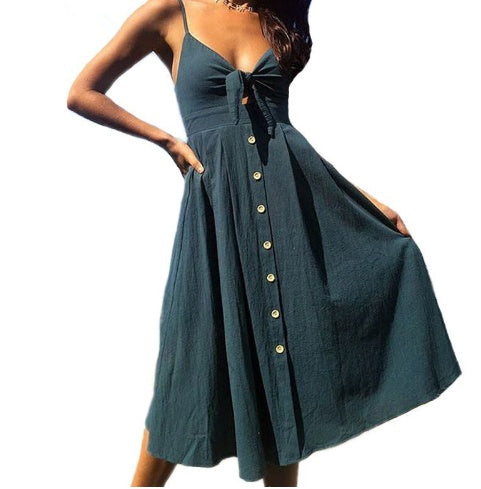 Women's Summer Party Dress - Sleeveless Backless Strap Long Close-fitting Sheath Female Evening Dresses