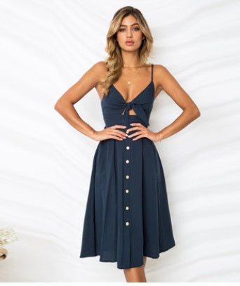 Women's Summer Party Dress - Sleeveless Backless Strap Long Close-fitting Sheath Female Evening Dresses