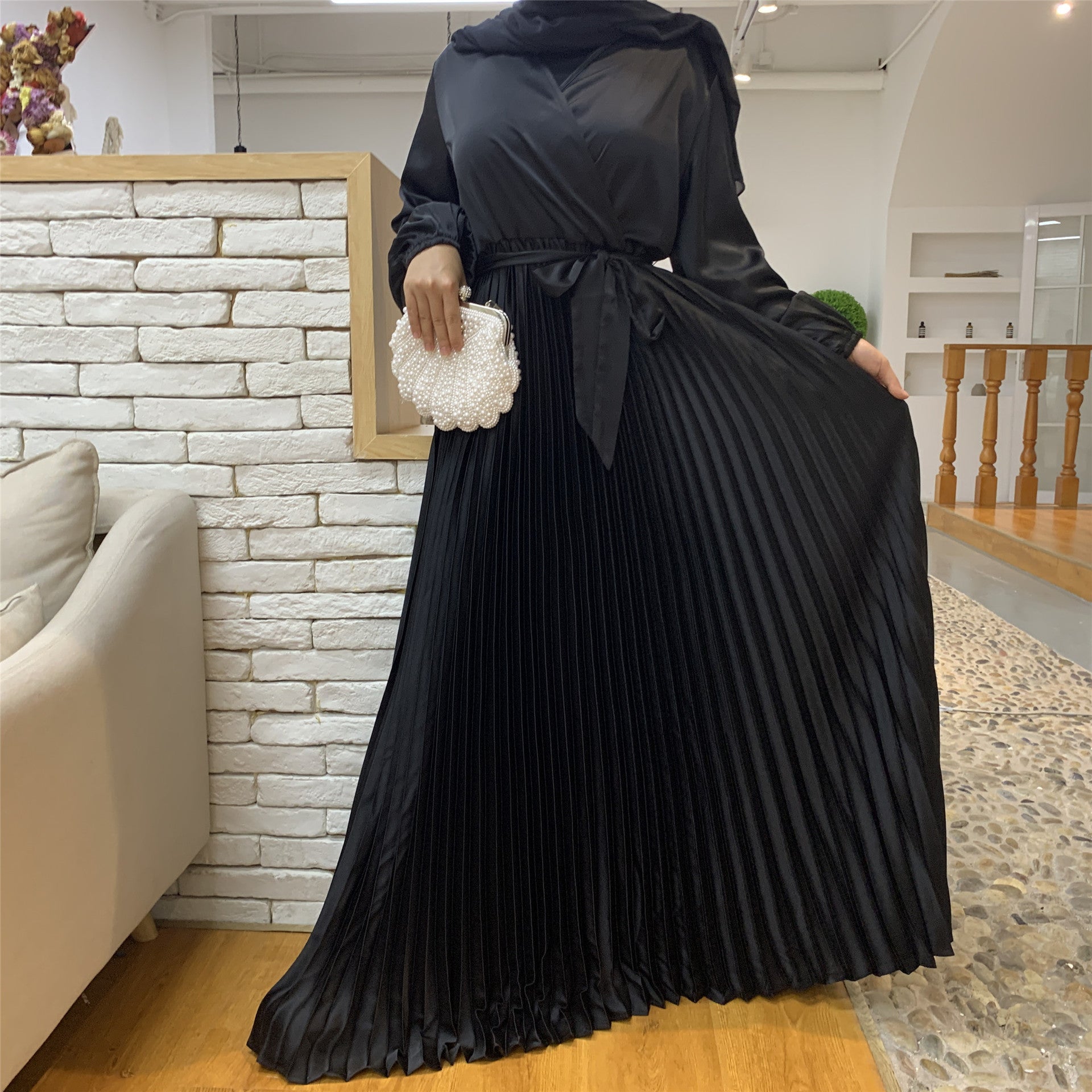 Fashion V Neck Pleated Skirt Dress - Trendy Women's Clothing