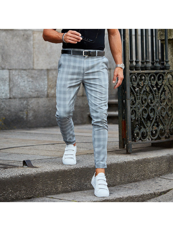 Men's Plaid Print Casual Trousers - Loose and Thin