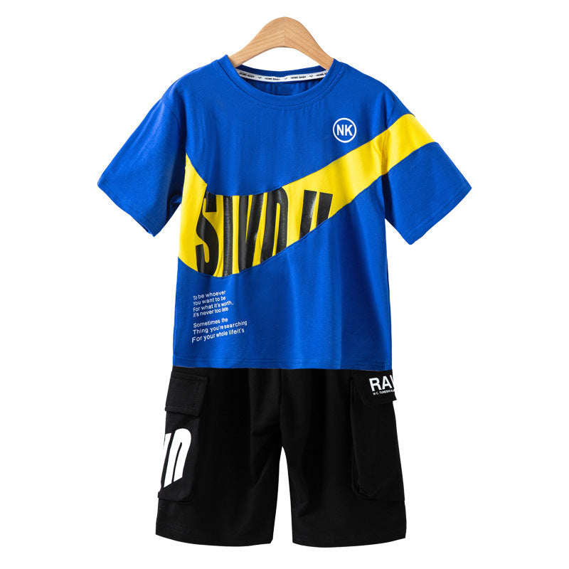 Kids Summer Cotton Short Sleeve Set - Letter Print