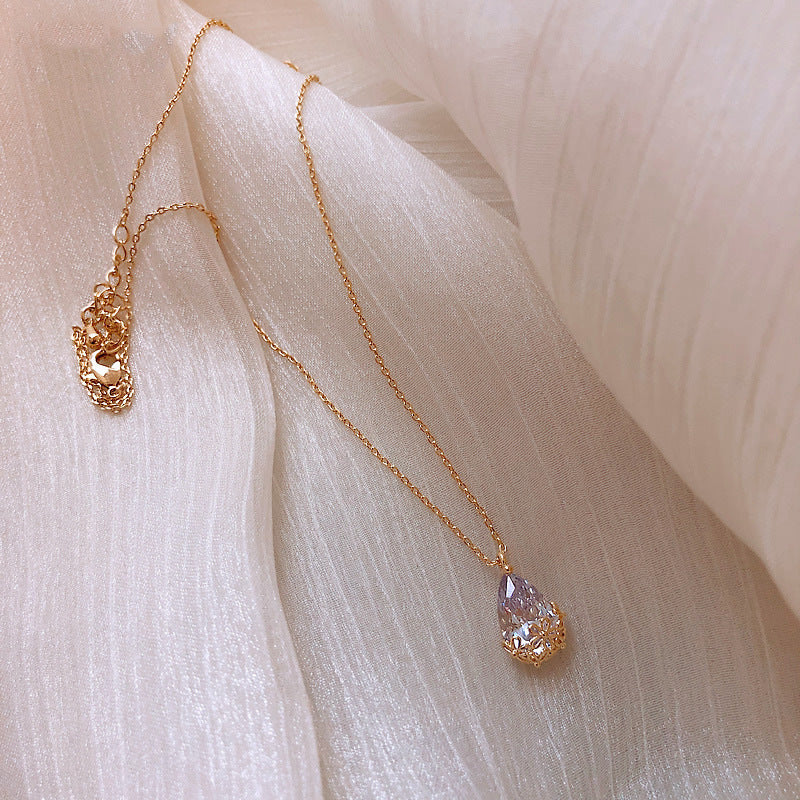 Crystal Water Drop Pendant Necklace - Elegant Women's Fine Jewelry
