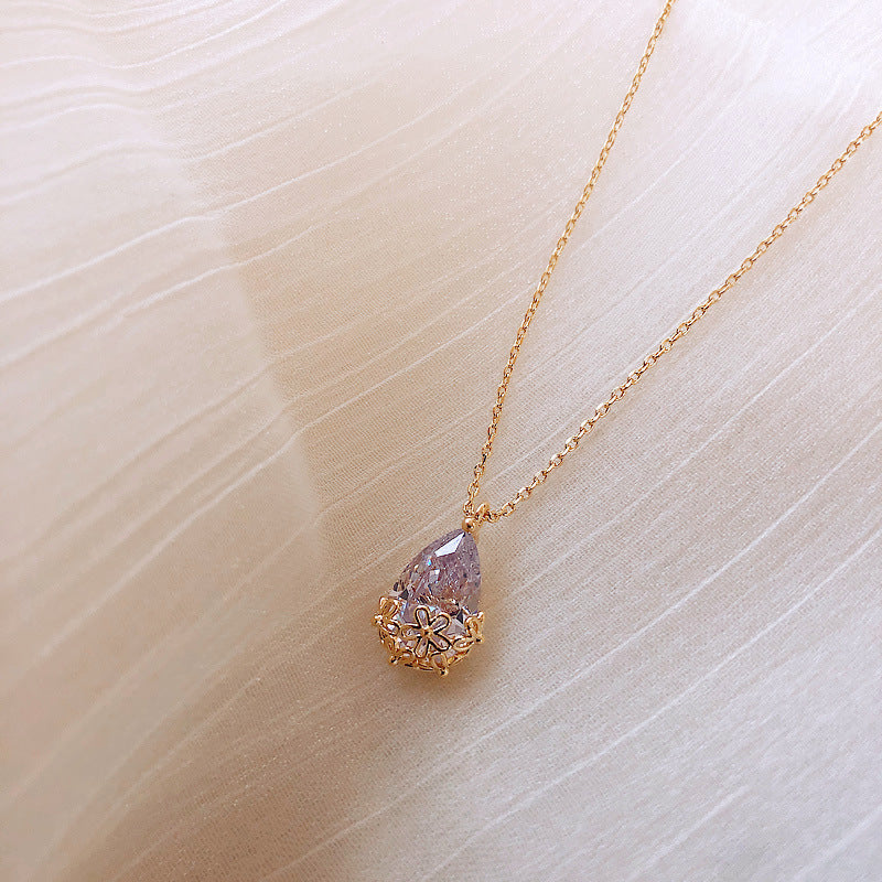 Crystal Water Drop Pendant Necklace - Elegant Women's Fine Jewelry