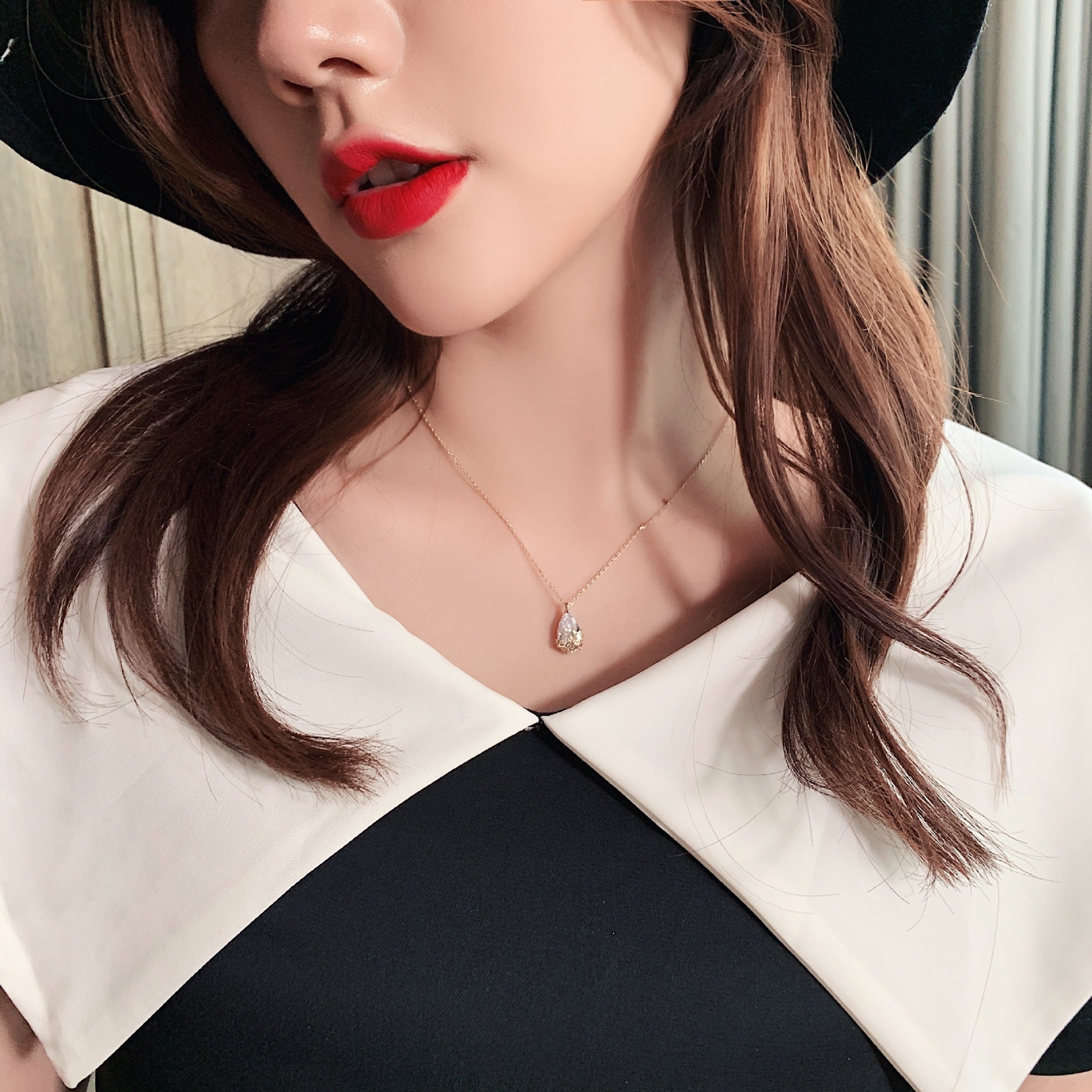 Crystal Water Drop Pendant Necklace - Elegant Women's Fine Jewelry