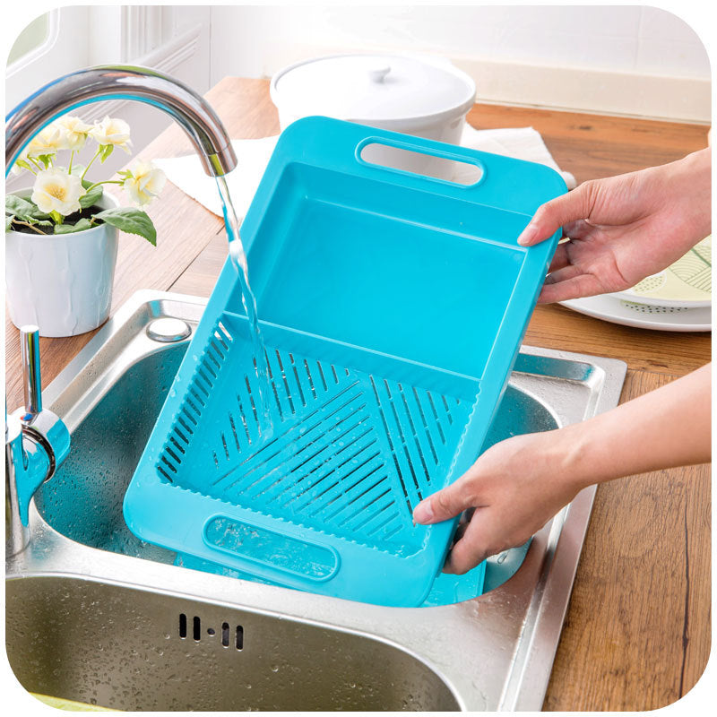 Multifunction Kitchen Chopping Block with Sink & Drain