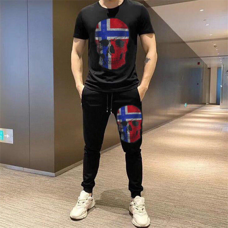 Short-sleeved Trousers Casual Fashion Hot Drilling Suit