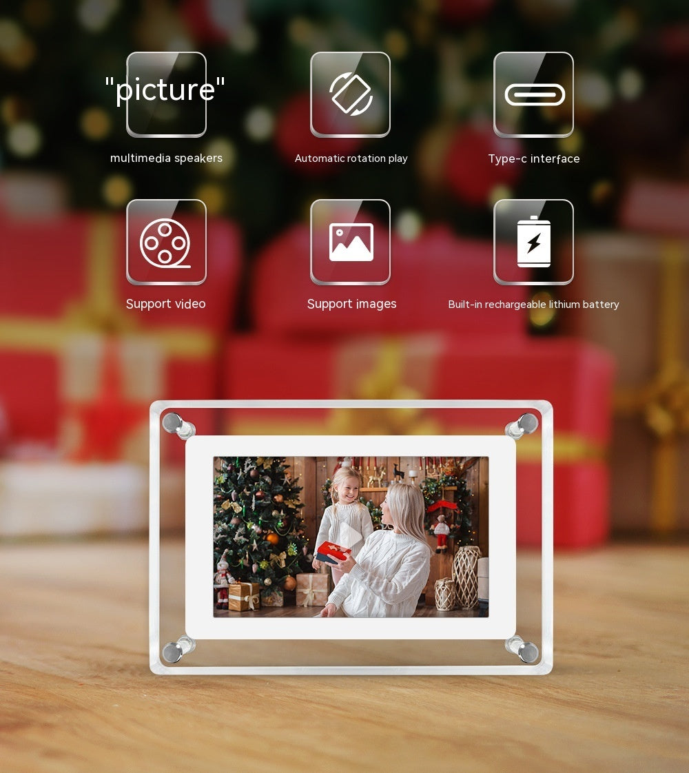Transparent Fashion Digital Electronic Photo Album Video Advisement Player Business Gift Photo Frame