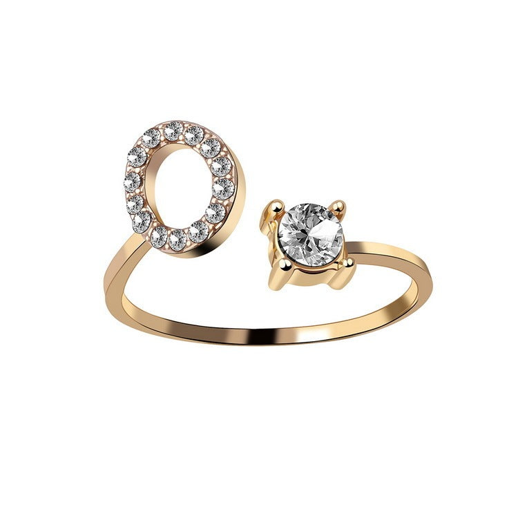 Initial Letter Ring - Personalized Adjustable Zircon Ring A-Z