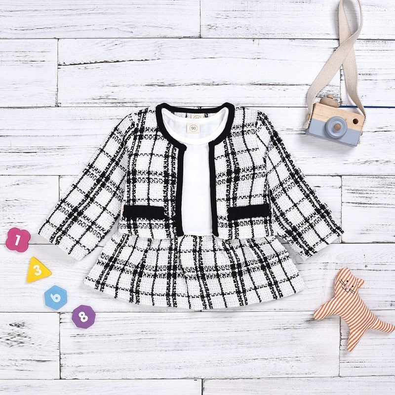 Girls Plaid Dress Set - Stylish & Comfortable