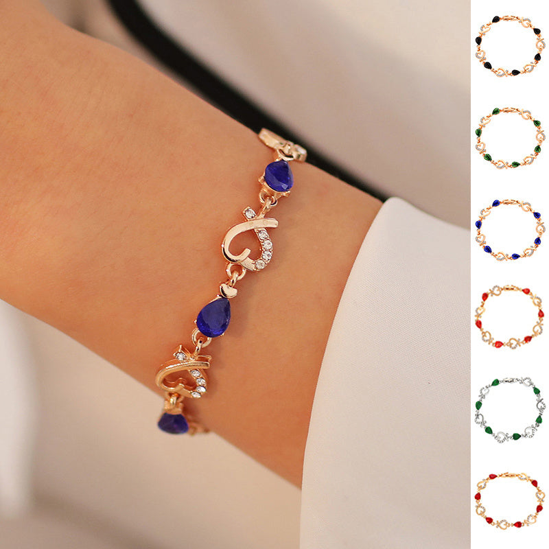 Rhinestone Love Bracelet - Valentine's Day Heart Jewelry Gift