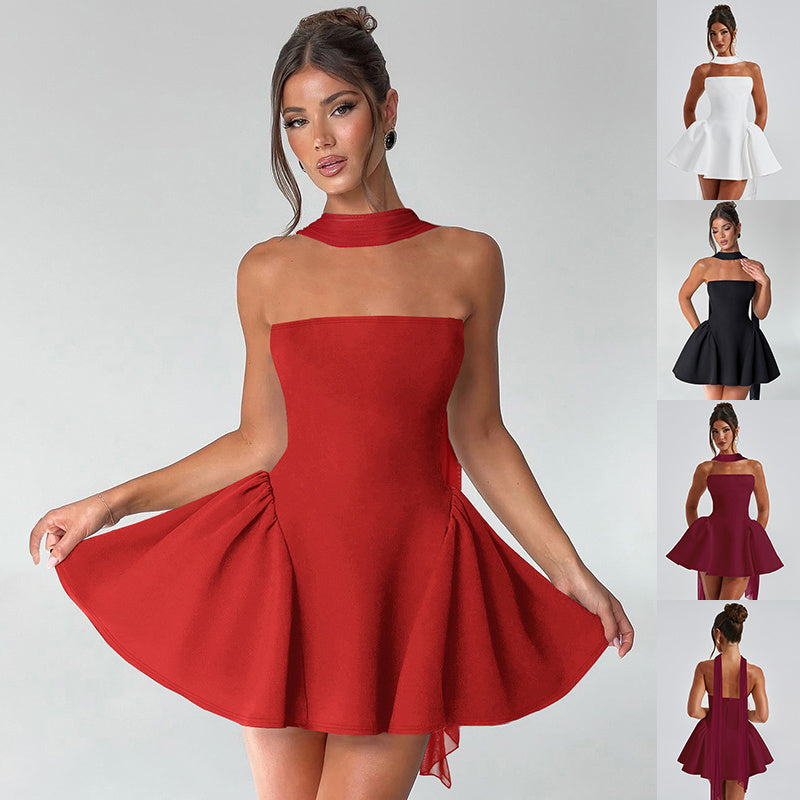 Sexy Tube Top Dress - Back Zipper Design - Short Dress for Party - Clothing for Women