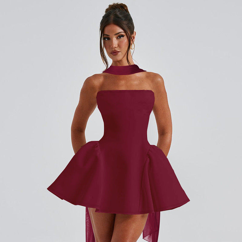 Sexy Tube Top Dress - Back Zipper Design - Short Dress for Party - Clothing for Women