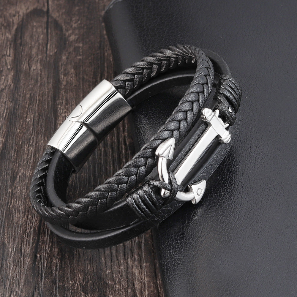 Woven Titanium Steel Bracelet - Unisex Geometric Design Jewelry