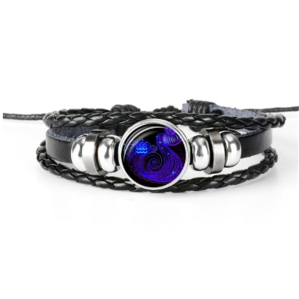 Zodiac Constellation Bracelet - Astrology Leather Bracelet for All Ages