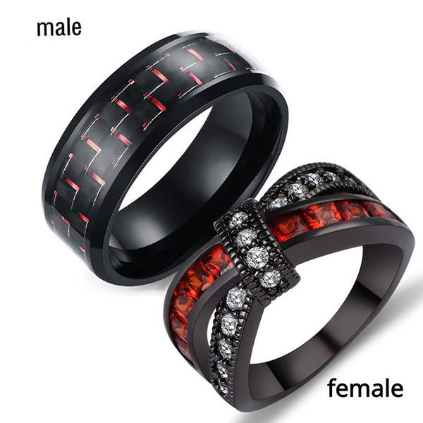 Red Garnet Stone Ring | Zirconia Cross Ring | iukstore