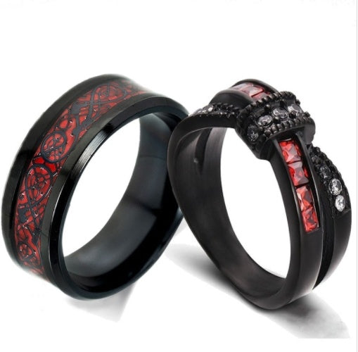 Red Garnet Stone Ring | Zirconia Cross Ring | iukstore