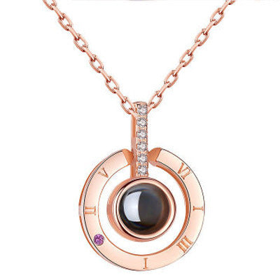 Valentine's Day Metal Rose Gift Set - Crystal Necklace with Gift Box