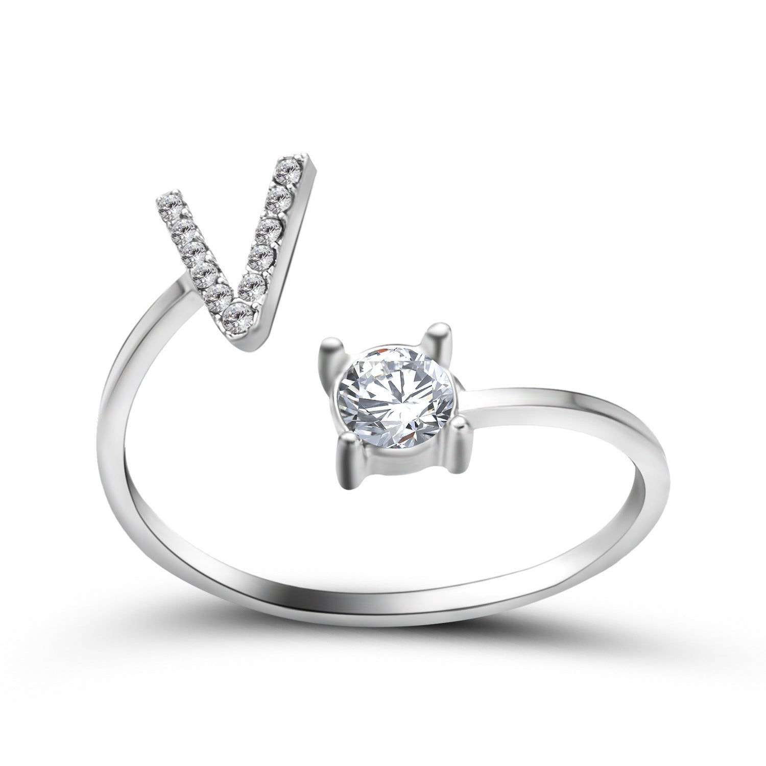 Initial Letter Ring - Personalized Adjustable Zircon Ring A-Z