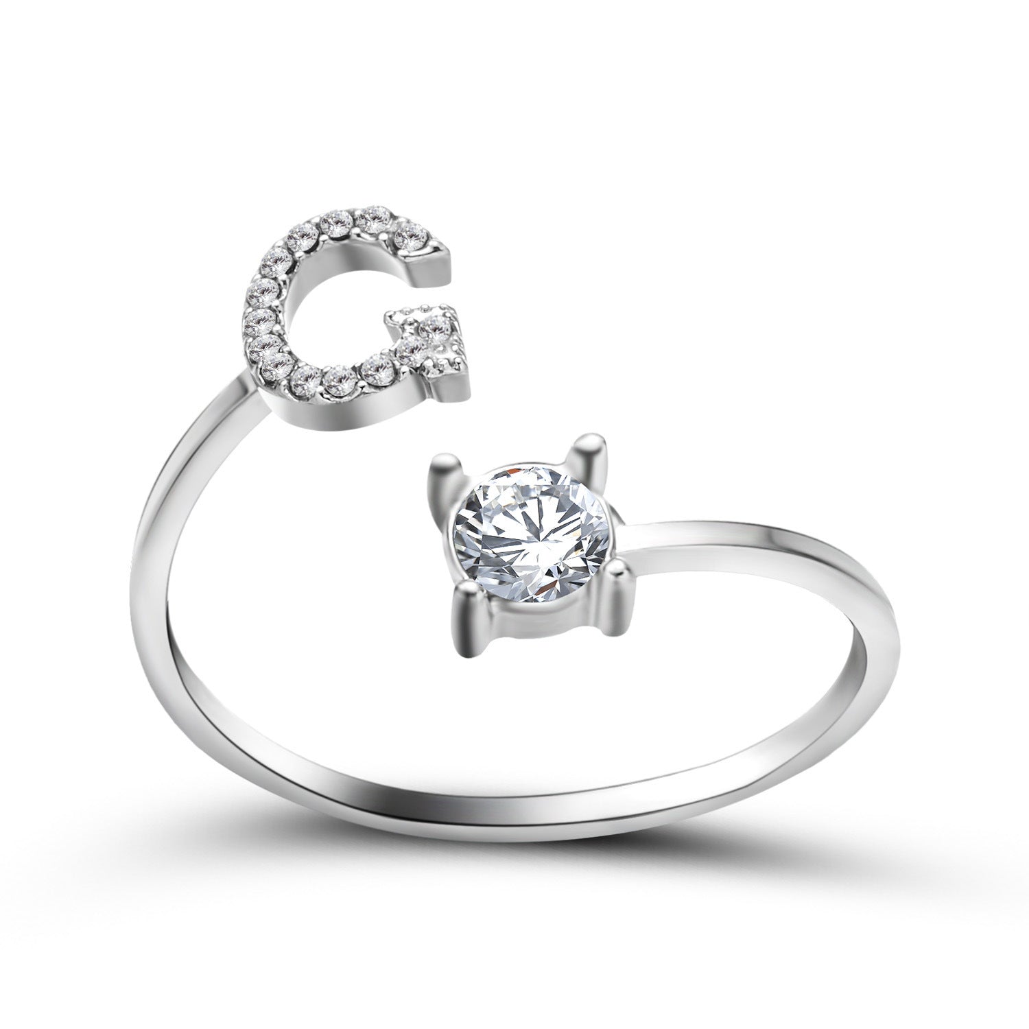 Initial Letter Ring - Personalized Adjustable Zircon Ring A-Z
