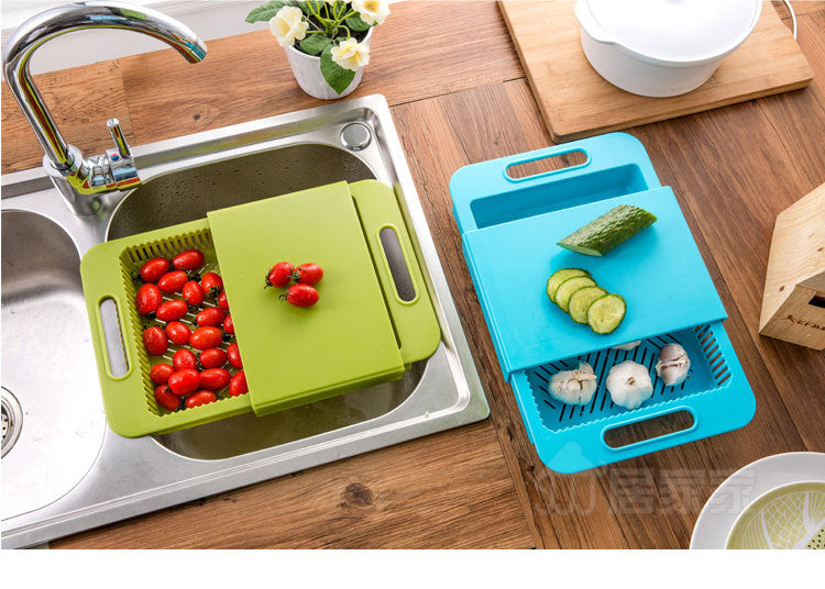 Multifunction Kitchen Chopping Block with Sink & Drain