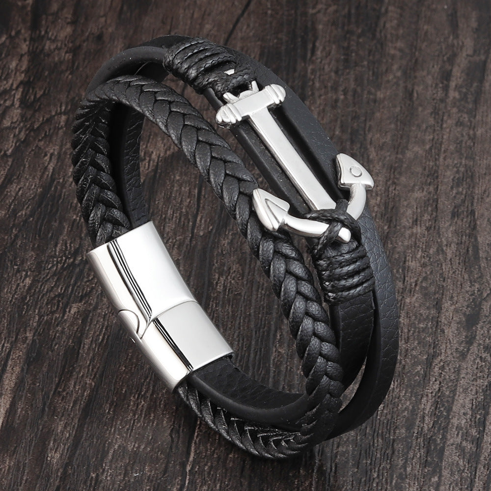Woven Titanium Steel Bracelet - Unisex Geometric Design Jewelry